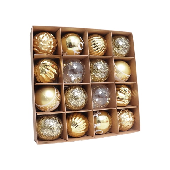 YAWUBT Christmas Balls Ornaments Set, Glittering Tree Hanging Christmas Decorations, Xmas Shatterproof Indoor Decor for Tree Wreath Holidays Wedding Party 16Pcs