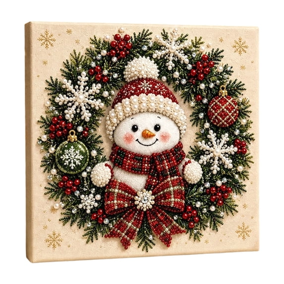 YAWUBT DIY Christmas Pearl Diamond Painting Art Kit with Frame, 7.87in Christmas Diamond Painting for Adults Beginner, Xmas Pearl Beads Art Craft for Home Wall Decor