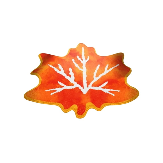 YAWUBT Fall Bathroom Rug, Cute Pumpkin Maple Shape Bath Mat, Autumn Orange Non Slip Shower Rugs Foot Mat Front Door Mats Carpet Floor Rug for Kitchen Bedroom Living Room Family Decor
