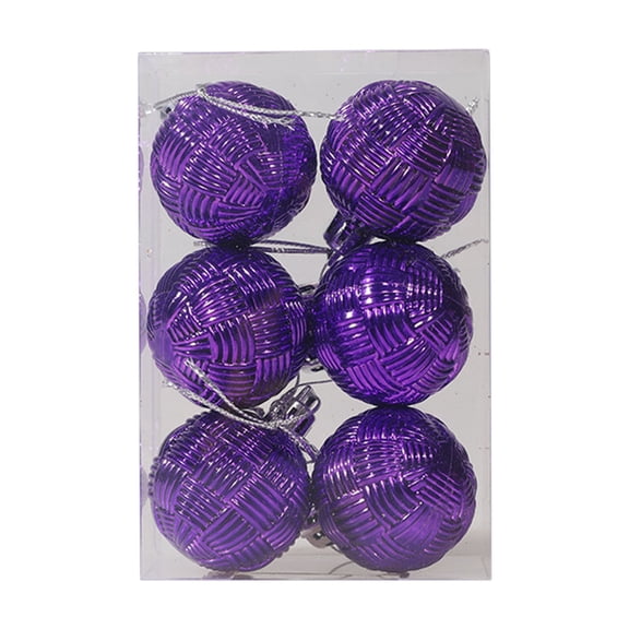 YAWUBT Farmhouse Woven Texture Mini Decorative Spheres Orbs - 6 Pack Balls | Diameter grid-patterned, Tabletop displays, festive arrangements Shatterproof, pet-safe, 1.6"