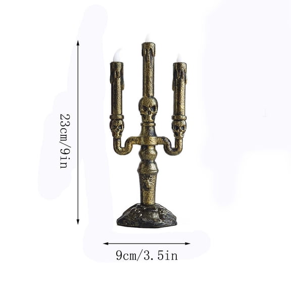 YAWUBT Halloween Candelabra with LED Flame Less Candles Holder Battery Operated Skull Candles for Halloween Decorations Indoor Home Table Party Haunted Mansion Decor