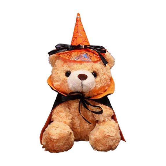 YAWUBT Halloween Wizard Teddy Bear Plush,Cape and witch hat, spooky decor plush for kids, parties and Halloween gifts