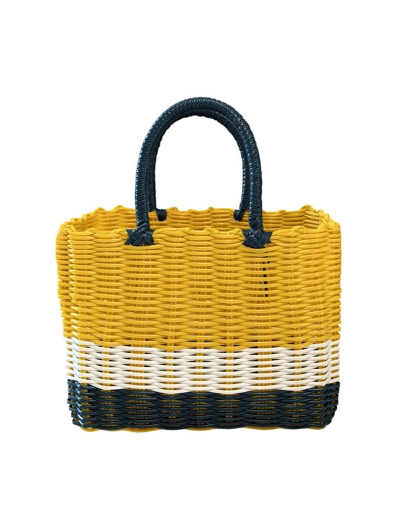 Handwoven Super Tote Bag for Women | Recycled Plastic Shoulder Purse |Multi-functional Portable Storage Box With Handle , Summer Beach, Pool, Travel, Home, Bathroom ,Shopping