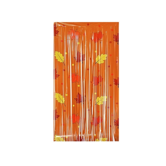 YAWUBT Maple Leaf Foil Fringe Curtain Orange Fall Season Shooting Background For Thanksgiving Fall Gathering Party Doorway Decor
