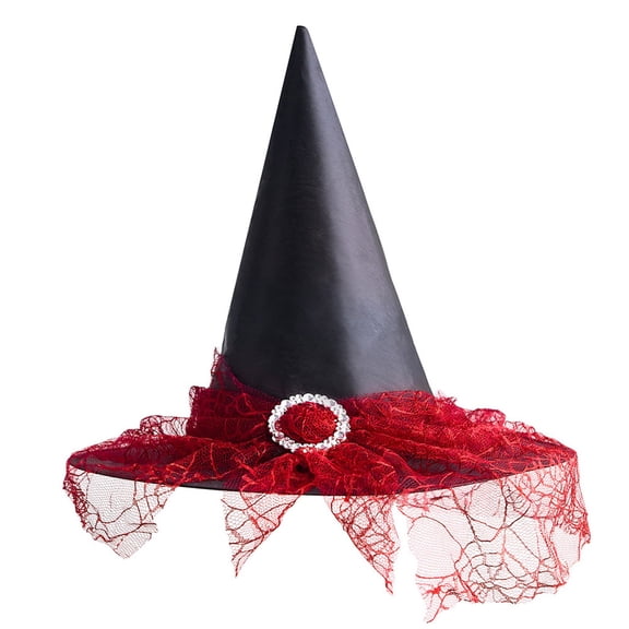 YAWUBT Witch Hats for Women, Adult Witch Vampire Halloween Costumes Accessories Black/Purple/Orange Foldable Lace Veils Hats for Cosplay Party