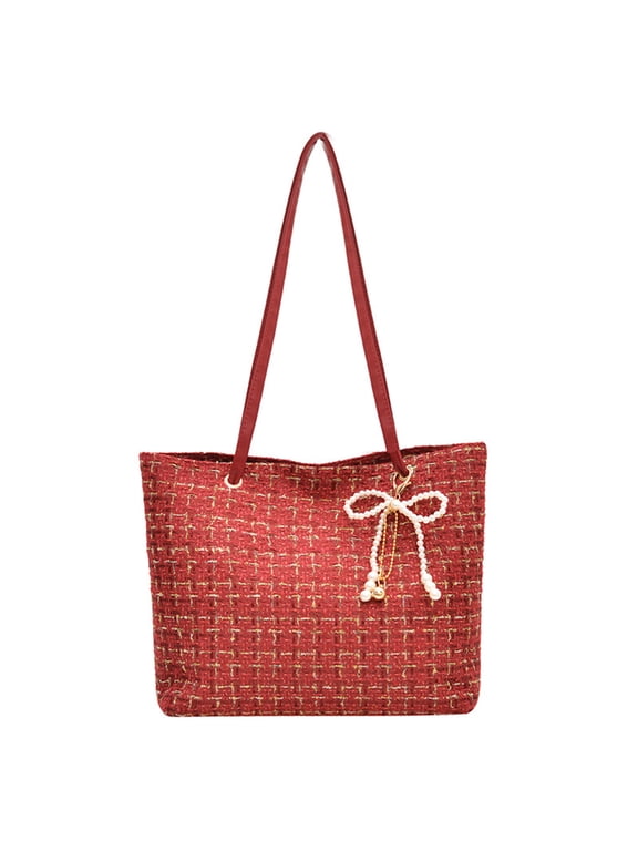 Women Tweed Single shoulder Bag Handbag and Purse Fashion Ladies Quilted Crossbody Bag Evening Bag Clutch ,Checkered Patterns Shoulder Crossbody Handbag