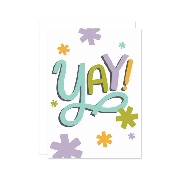 YAY! Celebration Greeting Card – Fun Colorful Design with Bright Flowers – Perfect for Birthdays, Congratulations, or Any Happy Occasion
