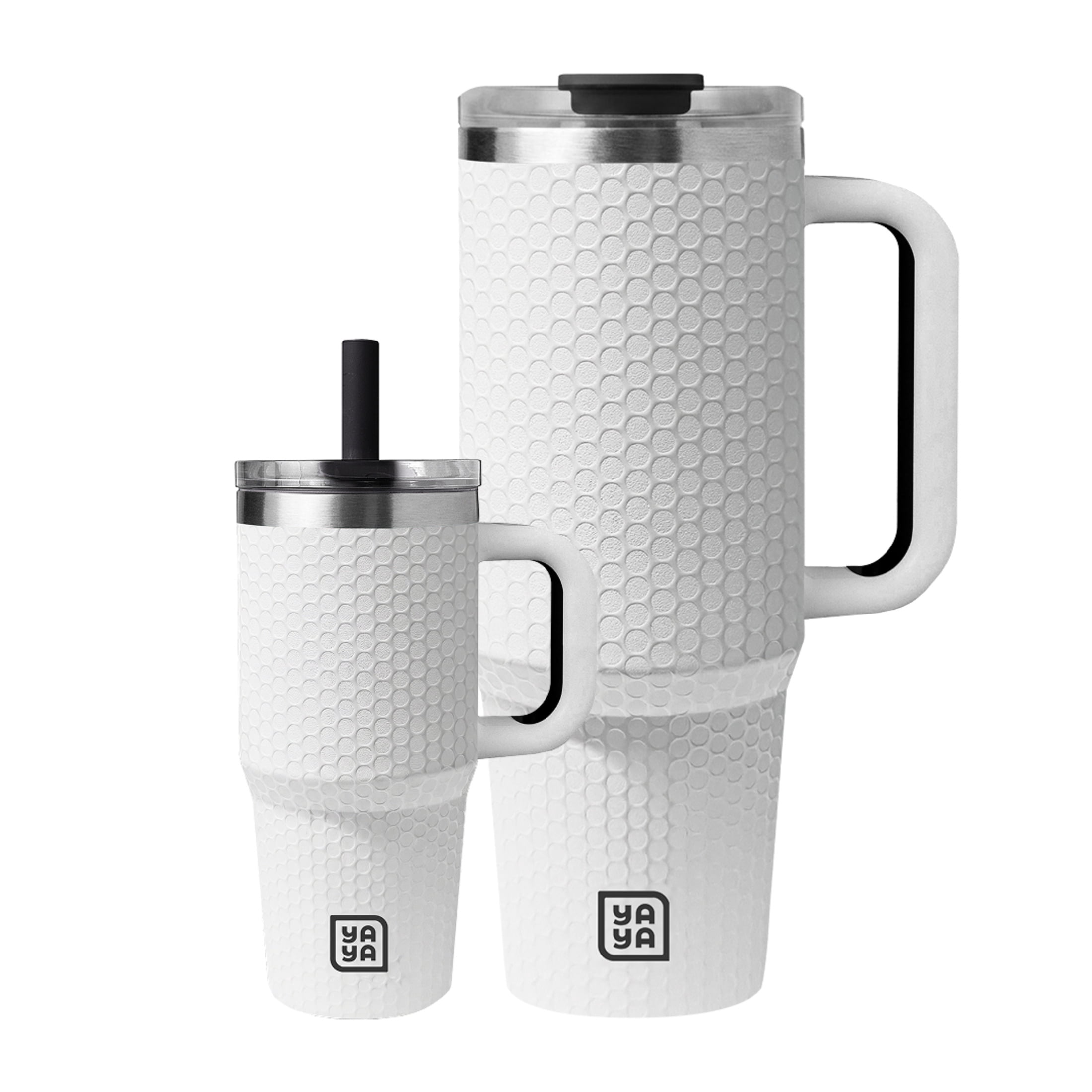 YAYA Dad & Me Tumbler Set, Matching Insulated Stainless Steel Tumblers with Spill-Proof Toddler Tumbler & Reusable Straw, Ergonomic Grip Handle, Dishwasher Safe, 40oz + 12oz, Golf