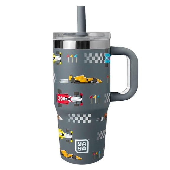 YAYA My First Travel Tumbler for Preschool & Kids 3+, Insulated Stainless Steel Tumbler with Reusable Silicone Straw & Spill-Proof Lid, Cup Holder Compatible, BPA-Free, 12oz