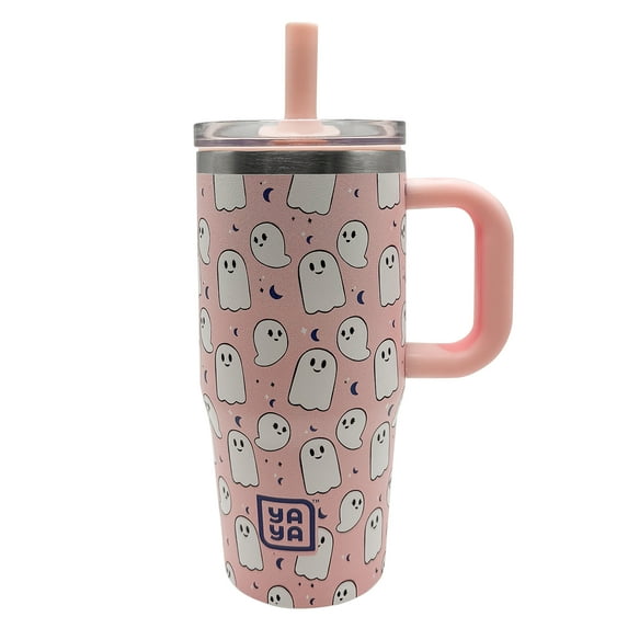 YAYA Halloween My First Travel Tumbler for Toddlers 3+ with Reusable Straw and Spill-Safe Lid, 12 oz, Ghosts