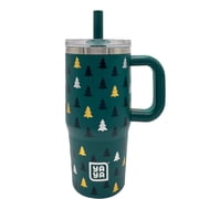 YAYA My First Travel Tumbler for Preschool & Kids 3+, Insulated Stainless Steel Tumbler with Reusable Silicone Straw & Spill-Proof Lid, Cup Holder Compatible, BPA-Free, 12oz, Christmas Tree
