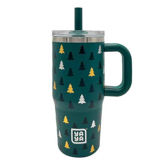 YAYA My First Travel Tumbler for Toddlers 3+ with Reusable Straw and Spill-Safe Lid, 12oz, Christmas Tree
