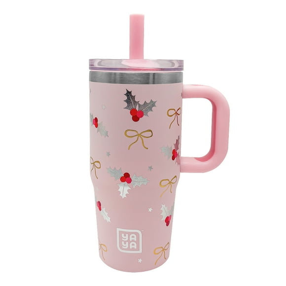 YAYA My First Travel Tumbler for Toddlers 3+ with Reusable Straw and Spill-Safe Lid, 12oz, Mistletoe