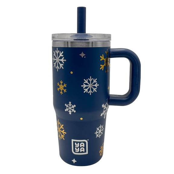 YAYA My First Travel Tumbler for Toddlers 3+ with Reusable Straw and Spill-Safe Lid, 12oz, Snowflakes