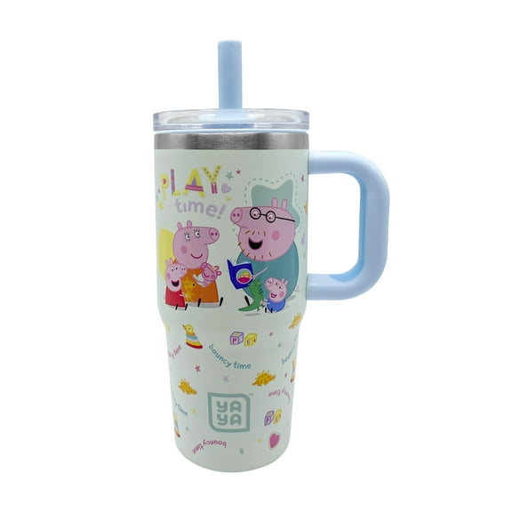 YAYA My First Travel Tumbler for Toddlers 3 with Reusable Straw and Spill-Safe Lid, 12oz, Peppa Pig