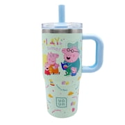 YAYA My First Travel Tumbler for Preschool & Kids 3+, Insulated Stainless Steel Tumbler with Reusable Silicone Straw & Spill-Proof Lid, Cup Holder Compatible, BPA-Free, 12oz, Peppa Pig