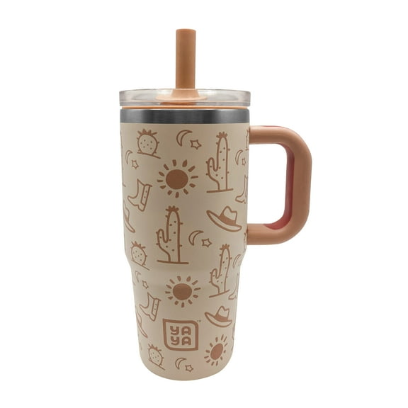 YAYA My First Travel Tumbler for Toddlers 3  with Reusable Straw and Spill-Safe Lid, 12oz, Western