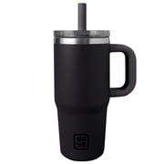 YAYA My First Travel Tumbler for Preschool & Kids 3+, Insulated Stainless Steel Tumbler with Reusable Silicone Straw & Spill-Proof Lid, Cup Holder Compatible, BPA-Free, 12oz, Black