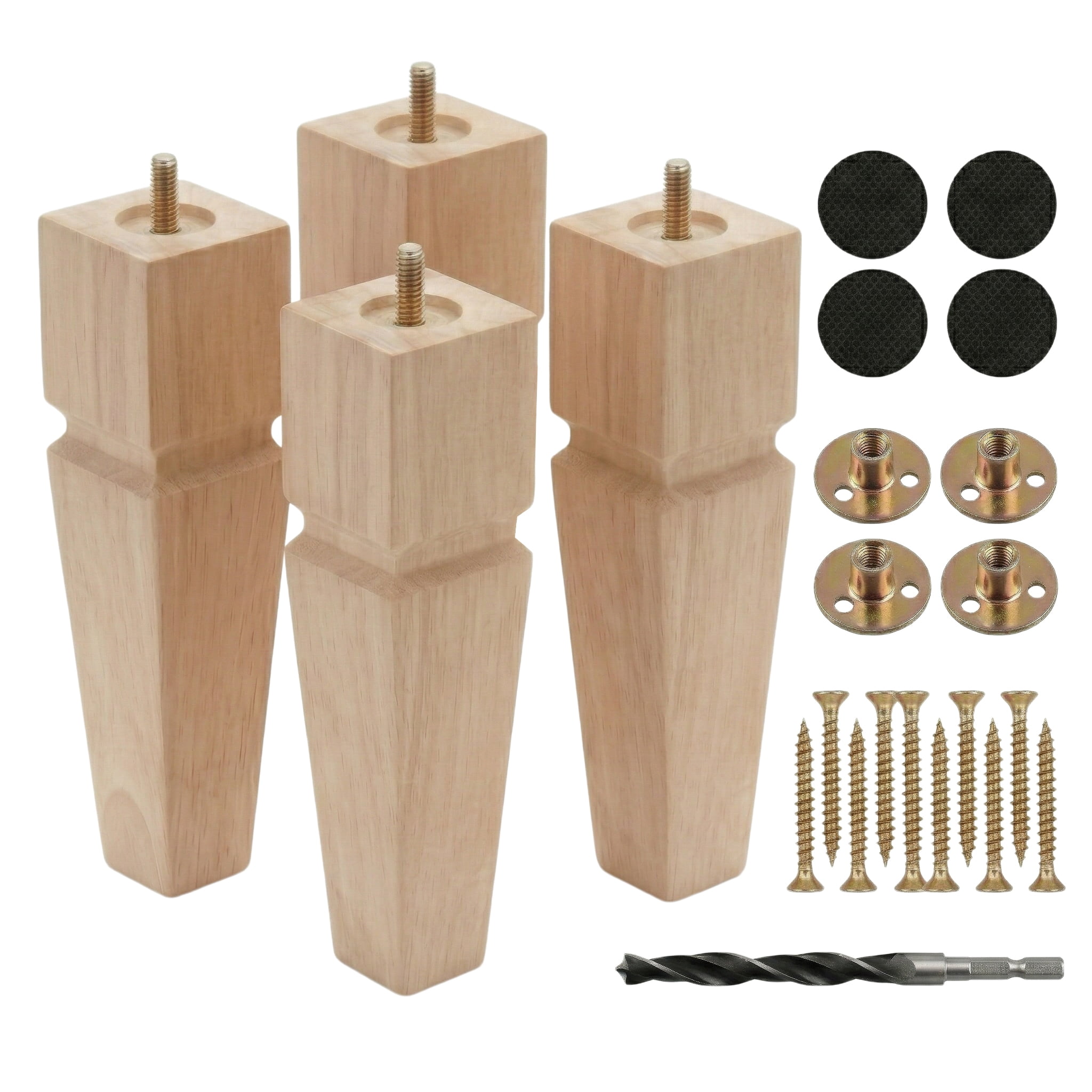 YAYAJAJU Wood Furniture Legs, 12" Unfinished Oak Set of 4 - Walmart.com