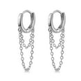 thumbnail image 1 of YAYAJAJU Chain Earrings for Women, Small Flower Dangle Chain Huggie Hoop Hypoallergenic Earrings Jewelry Gifts, 1 of 7