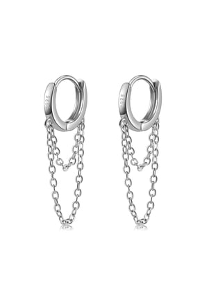 Chain Earrings for Women, Small Flower Dangle Chain Huggie Hoop Hypoallergenic Earrings Jewelry Gifts