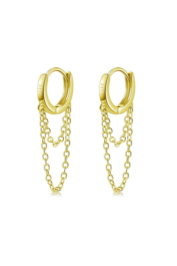 Chain Earrings for Women, Small Flower Dangle Chain Huggie Hoop Hypoallergenic Earrings Jewelry Gifts