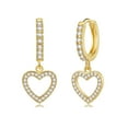 thumbnail image 1 of YAYAJAJU Heart Dangle Hoop Earrings for Women, 14K Gold Plated Hypoallergenic Huggie Tiny Drop Earrings Jewelry Gift, 1 of 7