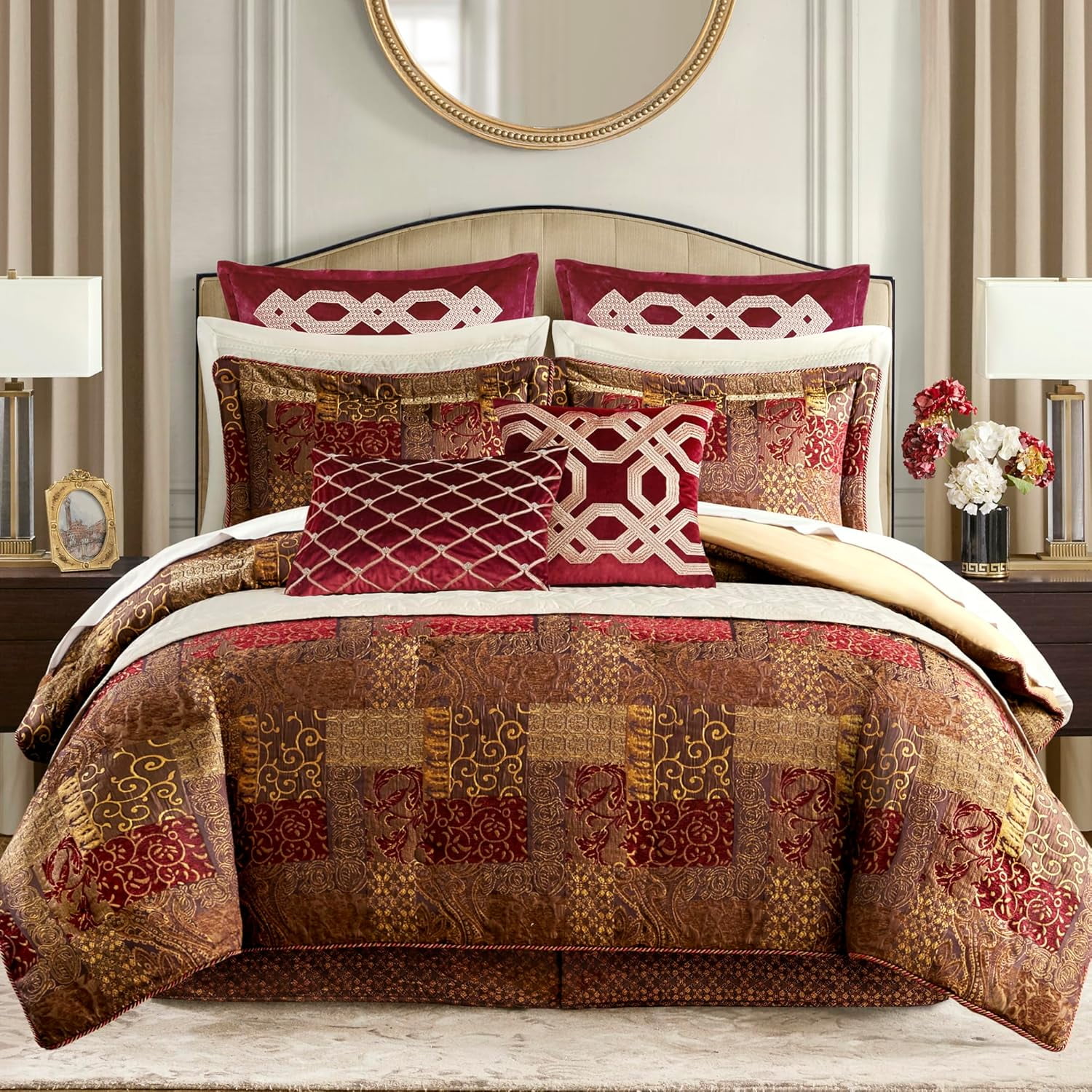 YAYE Galleria 4 Piece Red Comforter Set Queen/Red
