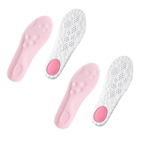 YAYUBA 4D Cloud Insoles for Men Women, Breathable Memory Foam Cloud Massage Insoles,Enhanced Arch Support & Cushioned Comfort,Relief Foot Pain,Fits All Shoe Types(Pink 2PCS,Men 5.5-6 / Women 6.5-7)