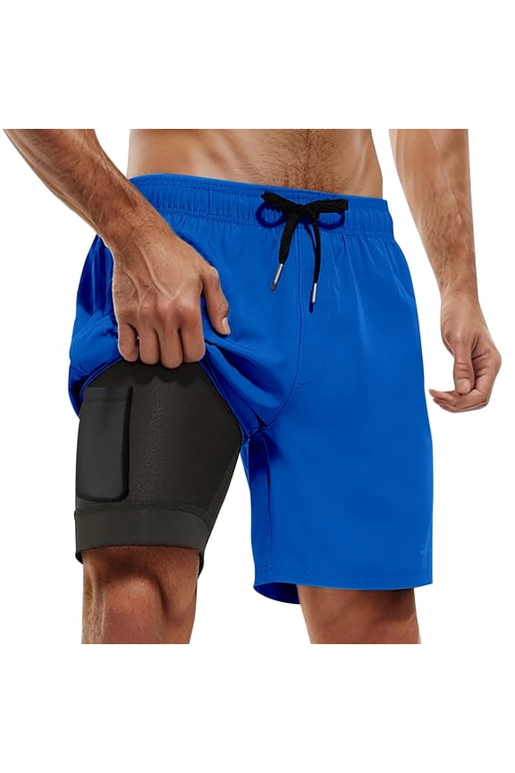 5 Inch Swim Trunks Men Compression Quick Dry Gradient Swim Shorts Liner Compression Light Upf Beach Bathing Suit Beach Board Shorts,S,d-Blue