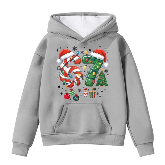 YAYUBA 67 Hoodie Kids 67 Meme Six Seven Xmas Sweater Funny Print Pullover 2025 Christmas Crewneck Sweatshirt Festive Gift