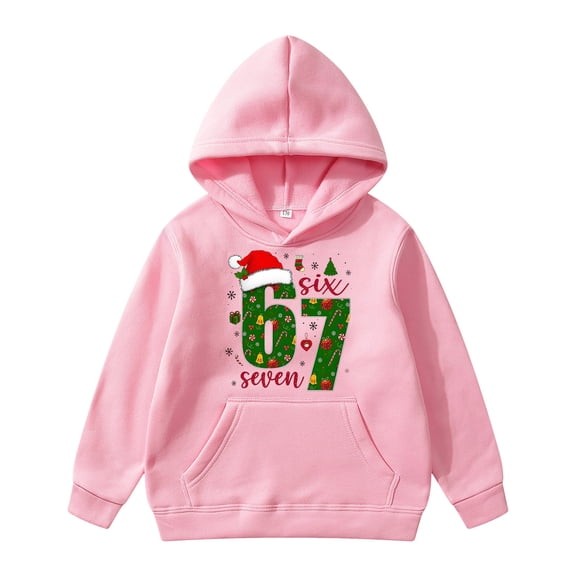 YAYUBA 67 Hoodie Kids 67 Meme Six Seven Xmas Sweater Funny Print Pullover 2025 Christmas Vacation Sweatshirt Festive Gift