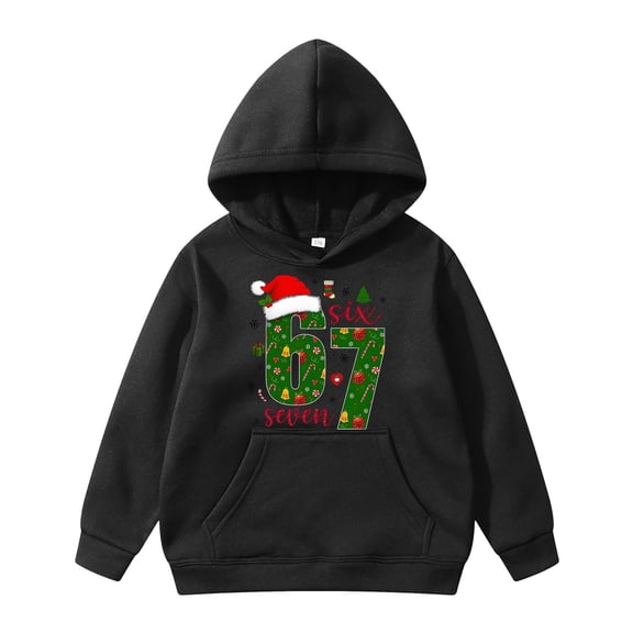 YAYUBA 67 Hoodie Kids 67 Meme Six Seven Xmas Sweater Funny Print Pullover 2025 Christmas Vacation Sweatshirt Festive Gift