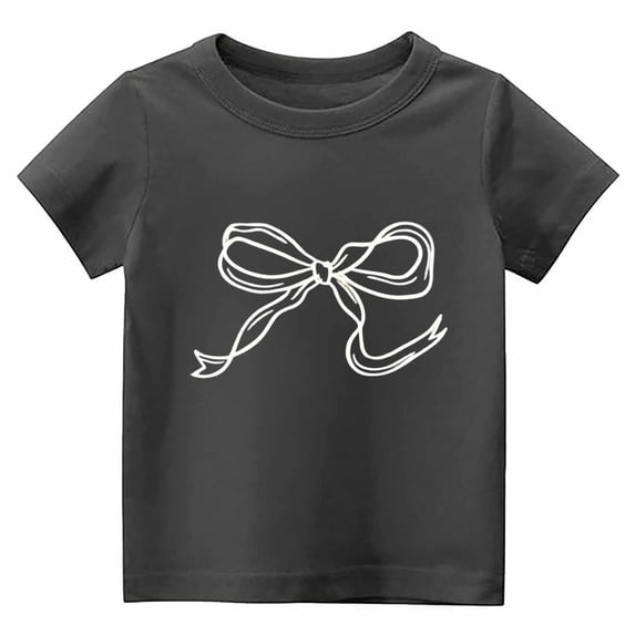 YAYUBA Baby Girl Clothes Letter Print Round Neck Back To School Short Sleeve T Shirt Top Comfortable Holiday Shirts Preppy Clothes for Girls, 11-12 Years, Grey