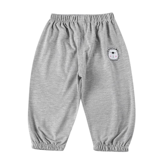 YAYUBA Baby Long Bloomers Soft Cotton Harem Pants for Boys Girls, Grey, 12-18 Months