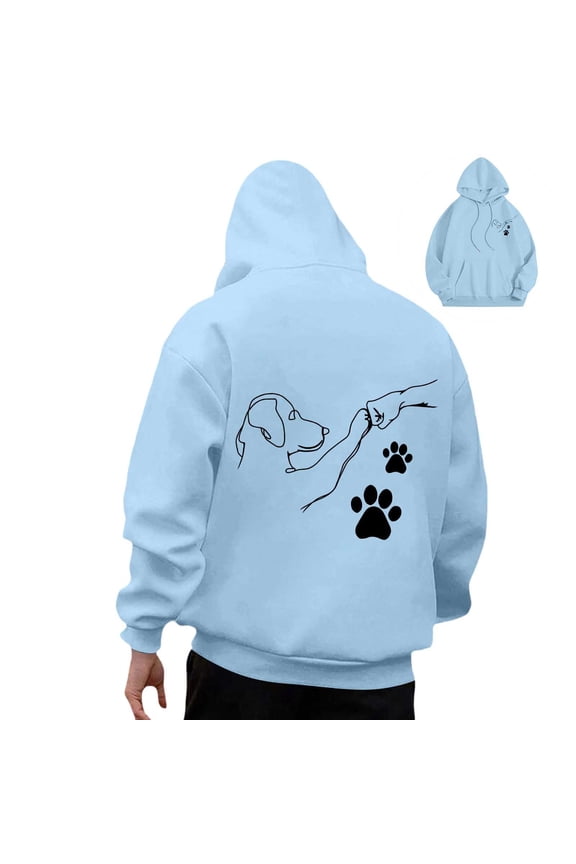 Big And Tall Hoodies for Men Sky Blue,Oversized Human Friend Cute Cartoon Dog Pattern Hooded Sweatshirt Long Sleeve Couples Hoodie Pullover With Pocket Fall Fall Jackets for Men