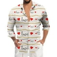 thumbnail image 1 of YAYUBA Big and Tall Shirts for Men Heart Print Valentine's Day Wedding Vacation Shirt Wrinkle Free Comfy Date Night Outfit Boat Neck Sweatsuit Outfits, 1 of 3