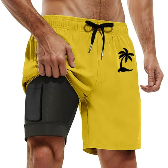 YAYUBA Black Swim Trunks Men 3xl 2 In 1 Compression Liner Stretchy Quick Dry Breathable Soild Color Board Shorts Light Multi Pockets Beach Funny Beach Pool