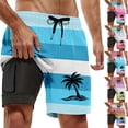 thumbnail image 1 of YAYUBA Black Swim Trunks Men Big and Tall 2 In 1 Liner Compression Quick Dry Breathable Solid Mens Bathing Suits Comfy Stretch Lined Summer Beach Swimwear, 1 of 4