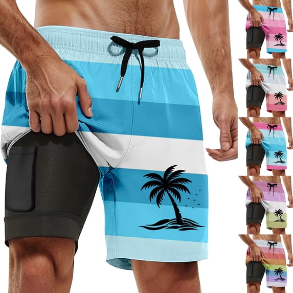 YAYUBA Black Swim Trunks Men Big and Tall 2 In 1 Liner Compression Quick Dry Breathable Solid Mens Bathing Suits Comfy Stretch Lined Summer Beach Swimwear