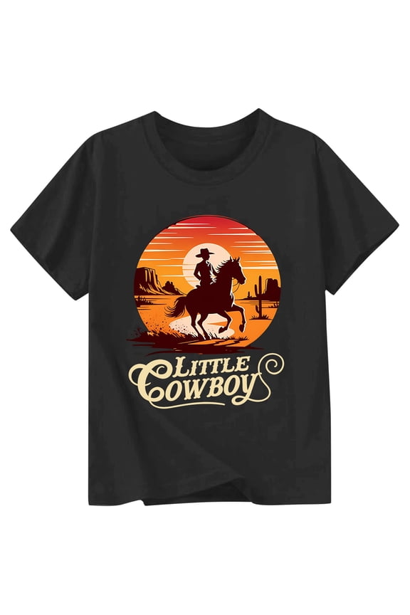 Boy Dinosaur Shirts 5t Round Neck Letter Graphic Printed Back To School Short Sleeve T Shirt Top Casual Beach Holiday Shirts Preppy Clothes for Boy Size, 18-24 months, Black