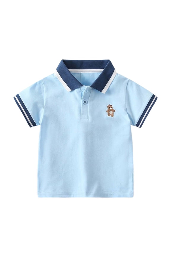 Boy Tops 4t Round Neck Letter Print Back To School T Shirt Casual Pullover Tops Preppy Clothes for Boy Size, 3-4 Years, Sky Blue