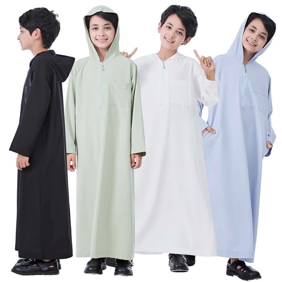 YAYUBA Boy's Saudi Arabic Long Sleeve Robe Ramadan Dress Middle East Clothing