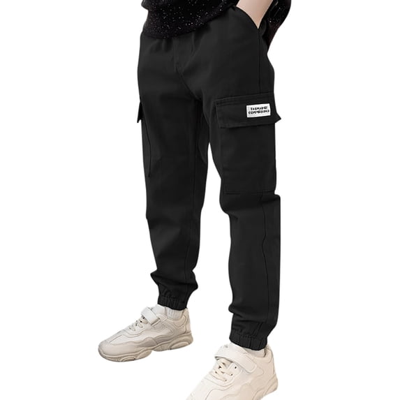 YAYUBA Boys Cargo Joggers Pants Elastic Waist Casual Jogging Trousers Bottom for Kids, Pink, 14-15 Years