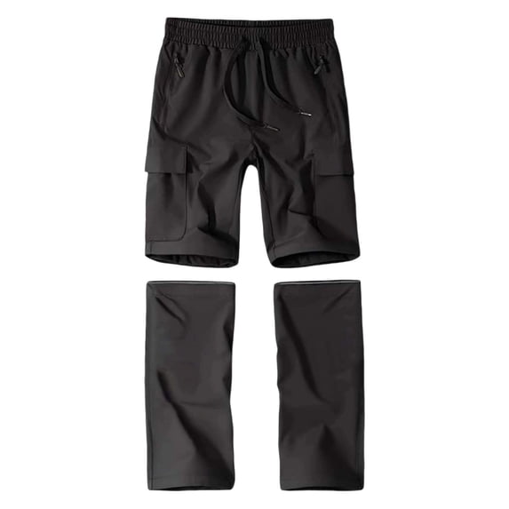 YAYUBA Boys Convertible Hiking Pants Kids Zip Off Scout Pants Youth Teen Boy Quick Dry Outdoor Fishing Waterproof Lightweight 3-11Y, Black