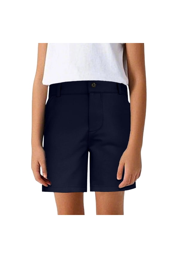 Boys Golf Shorts Stretch School Uniform Quick Dry Flat Front Dress Chino Pockets, Navy, 9-10 Years