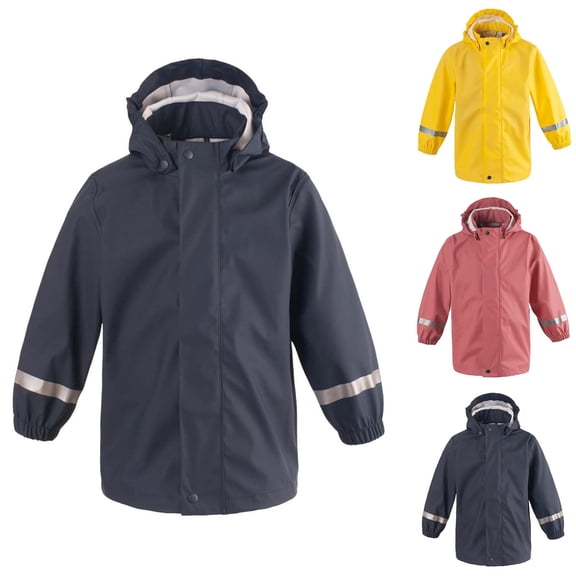 YAYUBA Boys Rain Jacket Windproof Hooded Outdoor Play Snow Raincoat Lightweight Breathable Comfortable for Kids Toddler Hiking Camping, Yellow, 90