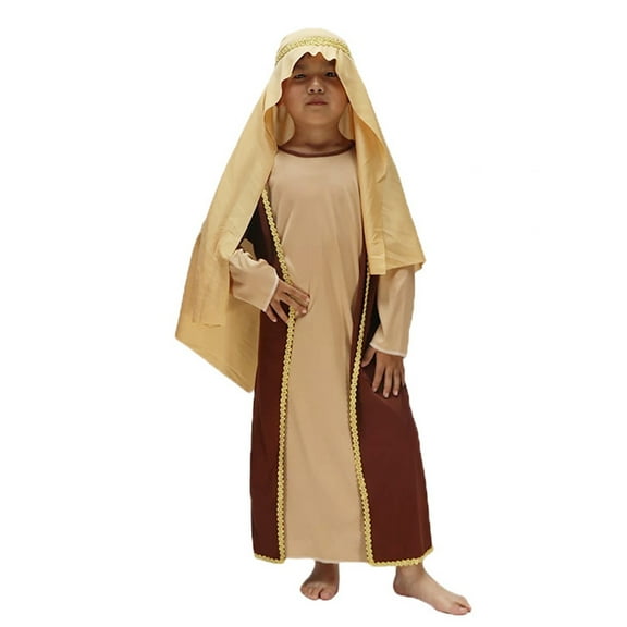 YAYUBA Boys Saint Joseph Set for Kids Saint Robe with Headpiece Waist Rope Outfit for Biblical Dress Up Role Play Party Wear