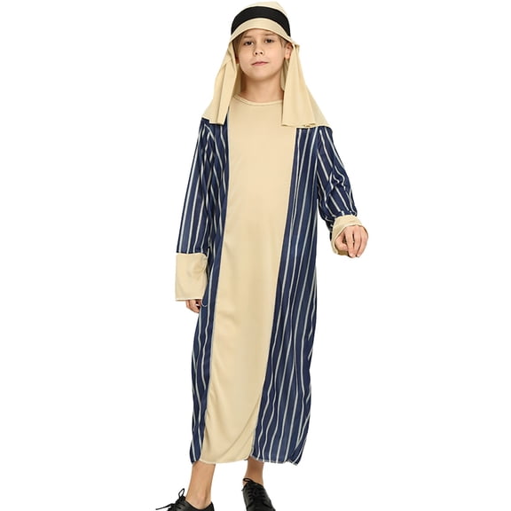 YAYUBA Boys Saint Joseph Set for Kids Saint Robe with Headpiece Waist Rope Outfit for Biblical Dress Up Role Play Party Wear