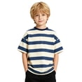 thumbnail image 1 of YAYUBA Boys Shirts Size 6 Crewneck Letter Print Back To School Short Sleeve T-Shirt Casual Beach Holiday Shirts Preppy T Shirts for Boys and Girls, 6-7 Years, Navy, 1 of 4